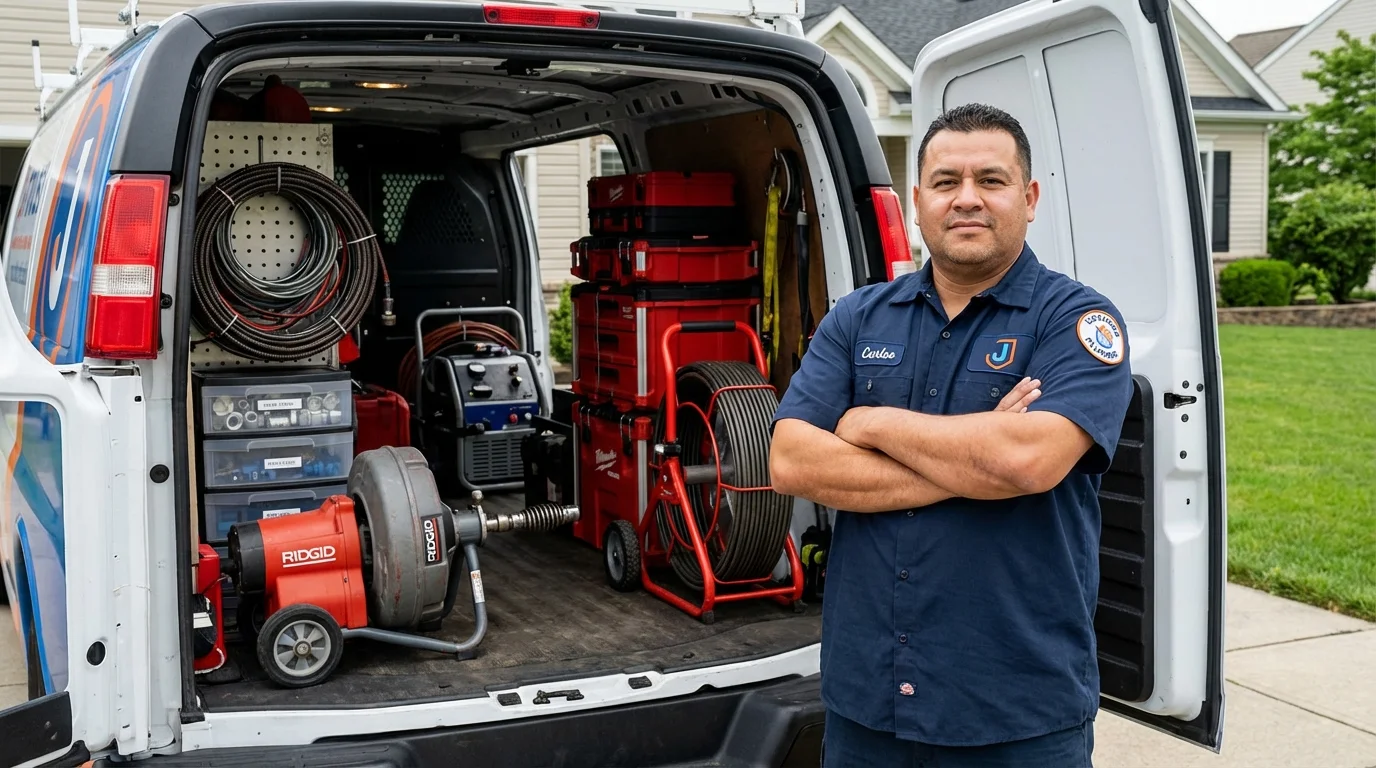 Professional drain cleaning equipment and Johns Plumbing LLC plumber in Elkin