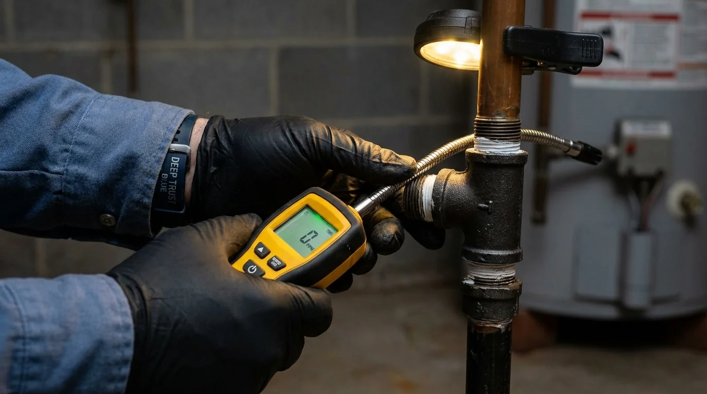 Gas leak detection with electronic sniffer by Johns Plumbing LLC in Elkin
